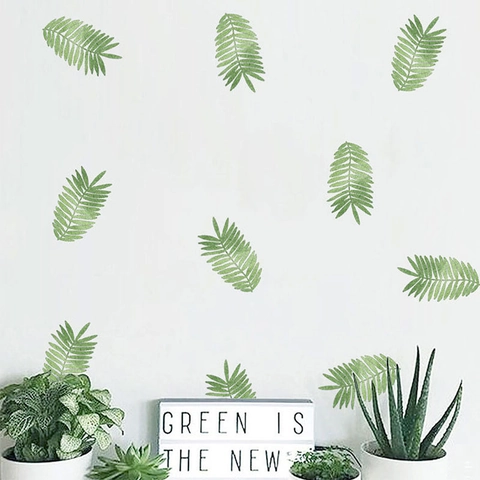 Pegatinas De Pared De Plantas Tropicales Hojas De Palma Verde PVC Calcomanías Impermeables Decoración DIY Para Sala De Estar Dormitorio Hogar