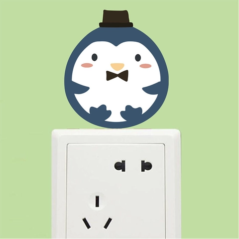 Kreative Lustige Cartoon Pinguin Katze Lichtschalter Aufkleber PVC Wandaufkleber Für Zuhause Steckdose Dekoration Zimmer
