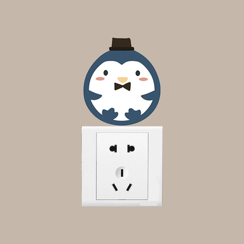 Kreative Lustige Cartoon Pinguin Katze Lichtschalter Aufkleber PVC Wandaufkleber Für Zuhause Steckdose Dekoration Zimmer