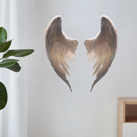 Creativo Realistico Piuma Ali di Angelo Adesivi Murali Per Soggiorno Camera da Letto PVC Rimovibile Arte Murale DIY Casa Decor