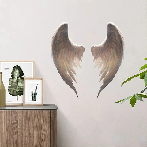 Creativo Realistico Piuma Ali di Angelo Adesivi Murali Per Soggiorno Camera da Letto PVC Rimovibile Arte Murale DIY Casa Decor