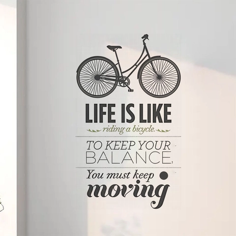 Adesivo da Parete Con Citazione Ispiratrice per Bicicletta Retrò in PVC Removibile Decorazione Domestica per Soggiorno Bar