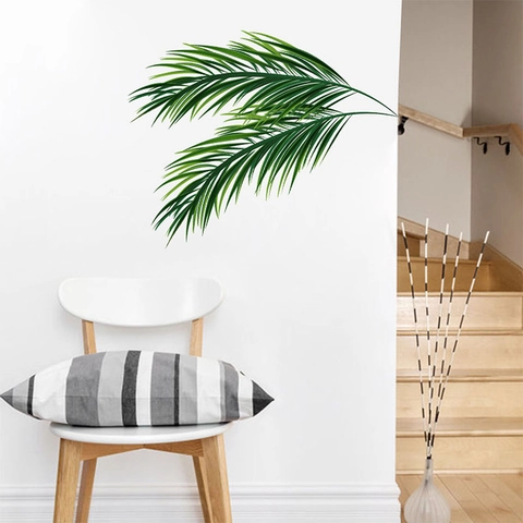 Minimalistischer Wandaufkleber Tropische Palmblätter PVC Abnehmbar Grünes Pflanzendesign Für Wohnzimmer Sofa Schlafzimmer Haus Deko