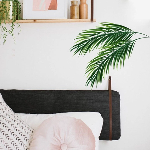 Minimalistischer Wandaufkleber Tropische Palmblätter PVC Abnehmbar Grünes Pflanzendesign Für Wohnzimmer Sofa Schlafzimmer Haus Deko