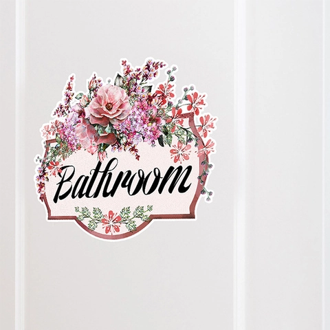 Sticker Mural Autocollant en PVC Fleurs et Oiseaux Pour Salle de Bain Toilettes Signe Sticker Décoration de Maison Botanique