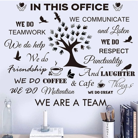 Inspirational English Quotes Wisdom Tree Wall Sticker Modern PVC Office Home Decor Teamwork Motto Art Wall Decal