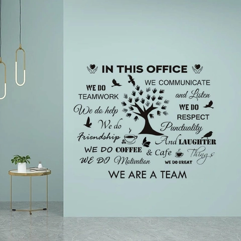 Inspirational English Quotes Wisdom Tree Wall Sticker Modern PVC Office Home Decor Teamwork Motto Art Wall Decal