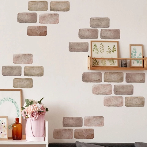 Retro Ziegelmuster PVC Wandaufkleber Aquarell Textur Selbstklebende Fliesen Für Wohnzimmer Schlafzimmer Home Decor