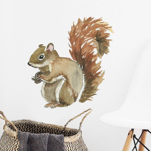 Aquarell Eichhörnchen Wandtattoo Abnehmbare PVC Cartoon Tier Wandaufkleber Für Kinderzimmer Schlafzimmer Haus Dekor DIY Wandbild