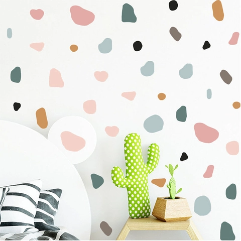 Morandi Color Irregular Pebble Wall Stickers Removable PVC Terrazzo Style Wall Decals For Bedroom Living Room Home Decor