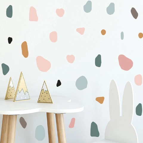 Morandi Color Irregular Pebble Wall Stickers Removable PVC Terrazzo Style Wall Decals For Bedroom Living Room Home Decor