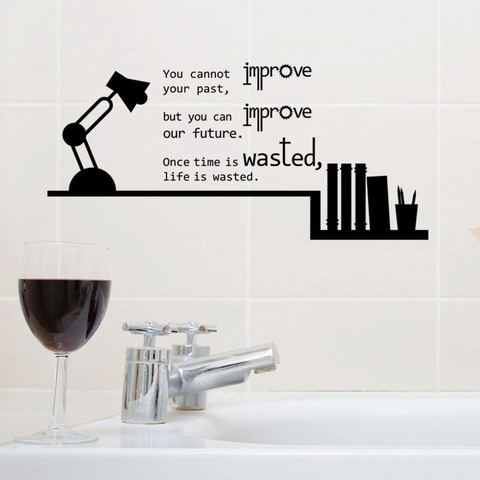 Motivational English Quote Wall Sticker Black PVC Lamp Books Silhouette Decal For Living Room Bedroom Modern Home Decor