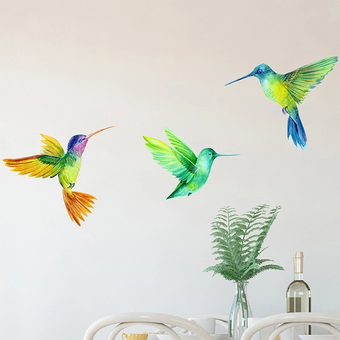 Bunte Aquarell Kolibri Wandaufkleber Abnehmbare PVC Selbstklebende Wandtattoos Für Wohnzimmer Schlafzimmer Home Dekor