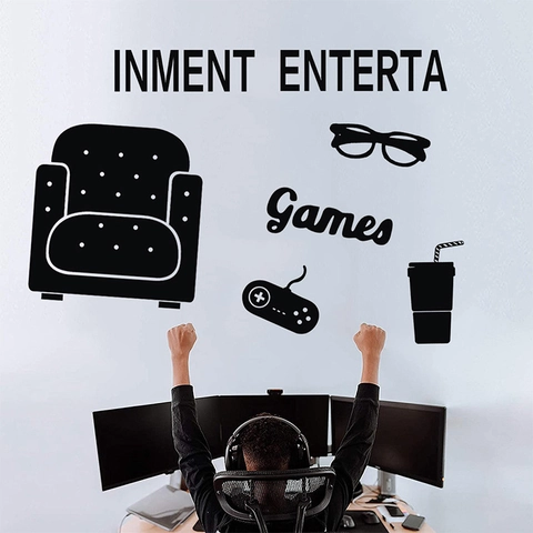 Moderne Gaming Wandsticker Game Controller Sofa Silhouette PVC DIY Deko Wandbild Für Wohnzimmer Schlafzimmer Kinderzimmer Deko