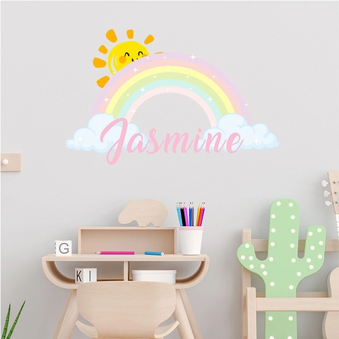 Cartoon Regenbogen Sonne Wolken Wandtattoo Wasserdicht PVC Dekorativ Wandaufkleber Für Kinderzimmer Schlafzimmer Dekor HMY6-251
