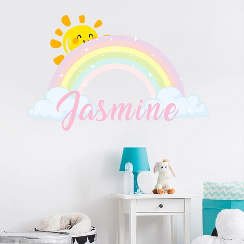 Cartoon Regenbogen Sonne Wolken Wandtattoo Wasserdicht PVC Dekorativ Wandaufkleber Für Kinderzimmer Schlafzimmer Dekor HMY6-251