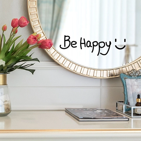 Be Happy Motivational Quote Wall Sticker Minimalist Mirror Decal PVC Home Art Lettering For Bedroom Living Room Decor