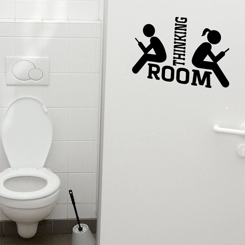 Thinking Room Toilettentür Aufkleber Kreative Badezimmer Silhouette Wandtattoo Humorvolles WC Schild Home Deko Accessoire
