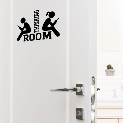 Thinking Room Toilettentür Aufkleber Kreative Badezimmer Silhouette Wandtattoo Humorvolles WC Schild Home Deko Accessoire