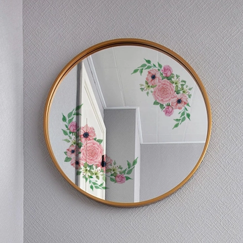 Rosa Rose Weiße Lilie Aquarell Floral Wandaufkleber Wasserdicht PVC Spiegel Schrank Dekor Selbstklebende Blumenaufkleber