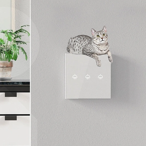 Kreative 3D Realistische Graue Katze Wandaufkleber PVC Abnehmbare Lichtschalter Aufkleber Für Wohnzimmer Schlafzimmer Home Dekoration DIY Wandbild