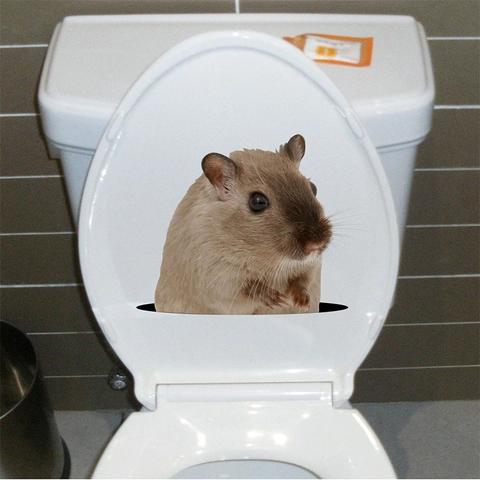 Creatieve 3D Dier Hamster Muursticker Waterdicht PVC Sticker Voor Toiletdeksel Koelkast Wasmachine Huis Badkamer Decoratie