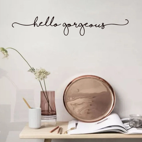 Hello Gorgeous Wandaufkleber Vinyl Aufkleber Inspirierendes Zitat Modern Minimalist Haus Dekor Für Schlafzimmer Wohnzimmer Spiegel Kunst
