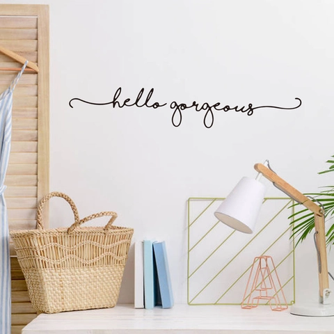 Hello Gorgeous Wandaufkleber Vinyl Aufkleber Inspirierendes Zitat Modern Minimalist Haus Dekor Für Schlafzimmer Wohnzimmer Spiegel Kunst