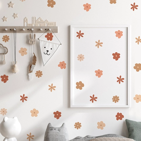 Morandi Blumen Wandsticker PVC Boho Gänseblümchen Wandtattoos Für Kinderzimmer Minimalistisches Nordisches Florales Dekor