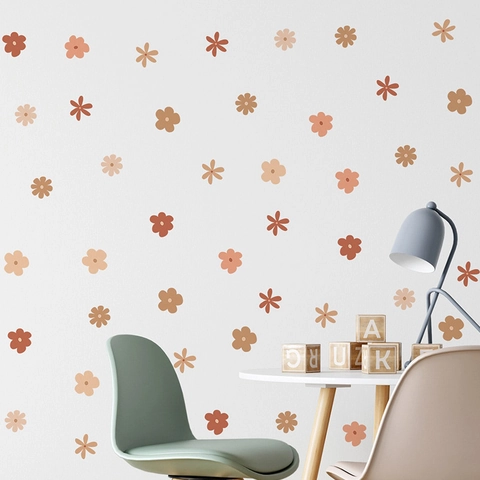 Morandi Blumen Wandsticker PVC Boho Gänseblümchen Wandtattoos Für Kinderzimmer Minimalistisches Nordisches Florales Dekor