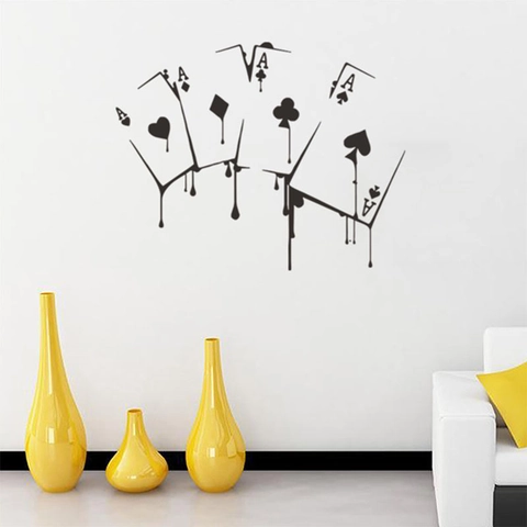 Creative Melting Poker Card Ace Wall Sticker Artistic Dripping Design PVC Decorative Wall Decal For Living Room Bedroom