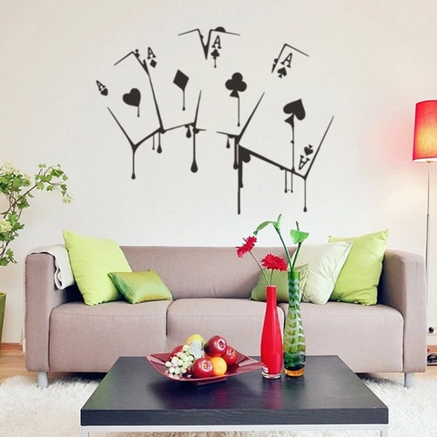 Creative Dripping Ace Poker Cards Wall Sticker PVC Waterproof Removable Home Decor For Living Room Bedroom TV Background