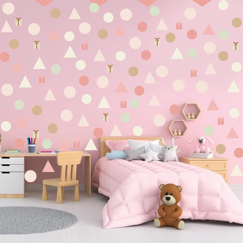 Morandi Geometrische Muurstickers PVC Stippen Driehoek Cadeaudoos Decals Voor Kinderkamer Slaapkamer Woonkamer Huis Decoratie