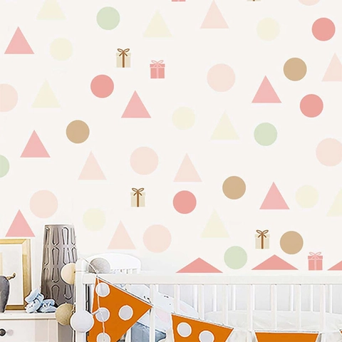 Morandi Geometrische Muurstickers PVC Stippen Driehoek Cadeaudoos Decals Voor Kinderkamer Slaapkamer Woonkamer Huis Decoratie