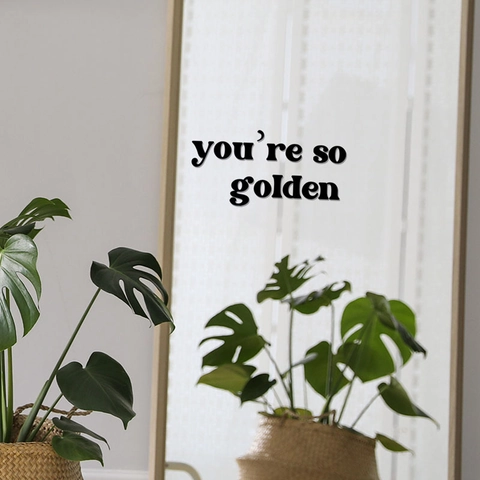 You're So Golden Quote Wall Sticker PVC Removable Self-Adhesive Mirror Decal Retro Minimalist Home Decor For Bedroom Bathroom