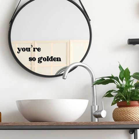 You're So Golden Quote Wall Sticker PVC Removable Self-Adhesive Mirror Decal Retro Minimalist Home Decor For Bedroom Bathroom
