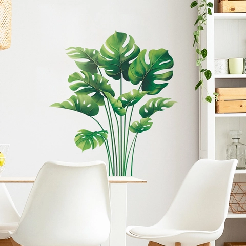 Tropische Grüne Monstera Palmenblatt Wandaufkleber PVC Abnehmbare Botanische Wandtattoos Für Wohnzimmer Schlafzimmer Home Decor