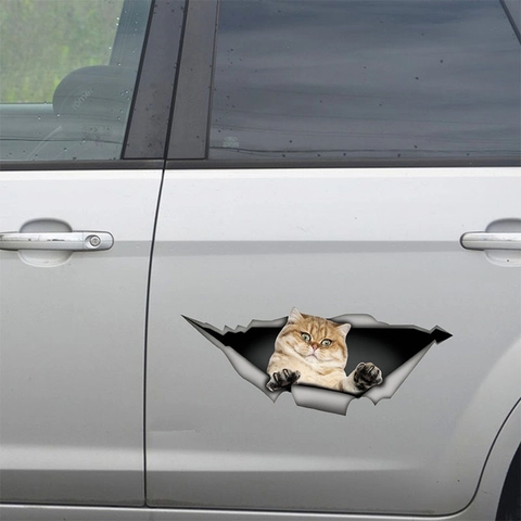 3D Funny Cat Decorative Sticker Waterproof PVC Removable Animal Wall Decal Car Body Decoration Sticker For Home Living Room