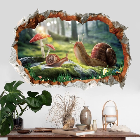 3D Snail Forest Broken Wall Sticker Removable PVC Decorative Mural For Living Room Bedroom Office Home Decor