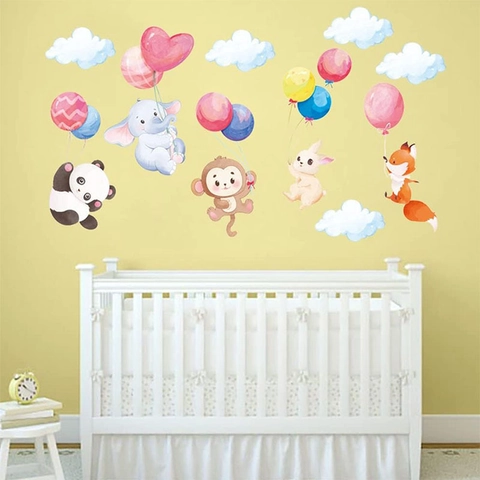 Cartoon Dieren Muurstickers Olifant Panda Aap DIY Verwijderbare PVC Muurstickers Voor Kinderkamer Babykamer Slaapkamer Decoratie