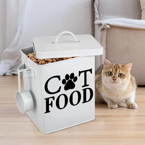 Cat Food Removable PVC Wall Sticker Decal For Pet Food Storage Bin Kitchen Decorative Lettering Paw Print Sign Black