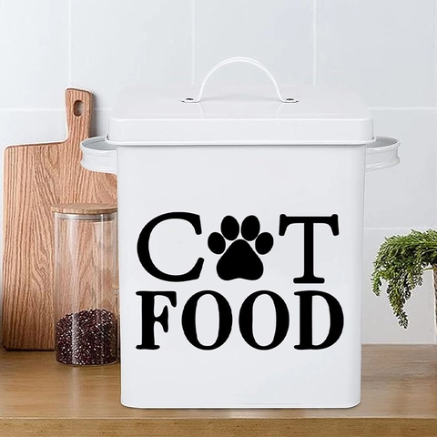 Cat Food Removable PVC Wall Sticker Decal For Pet Food Storage Bin Kitchen Decorative Lettering Paw Print Sign Black