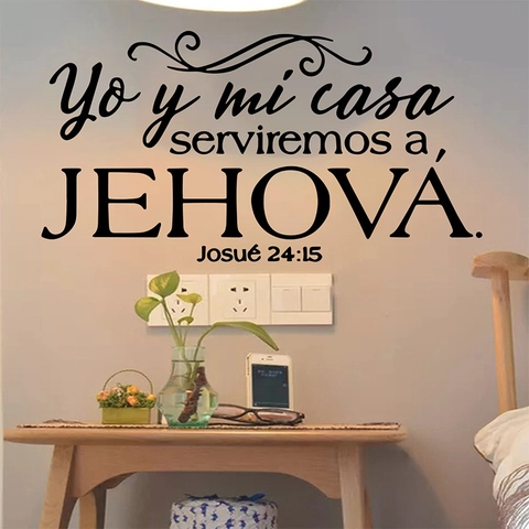 Spanische Bibelvers Wandtattoo Josua 24-15 Zitat Vinyl Wandaufkleber Religiöse Christliche Haus Dekor Schwarz Schriftzug