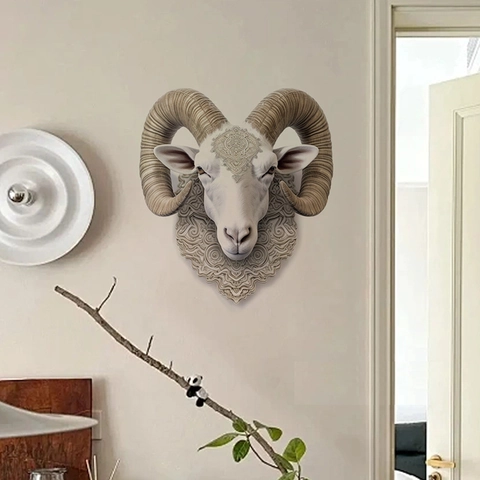 Mandala Widderkopf Wandaufkleber Selbstklebend Tier Kunst Wandtattoo Für Wohnzimmer Schlafzimmer Arbeitszimmer Heimdekoration