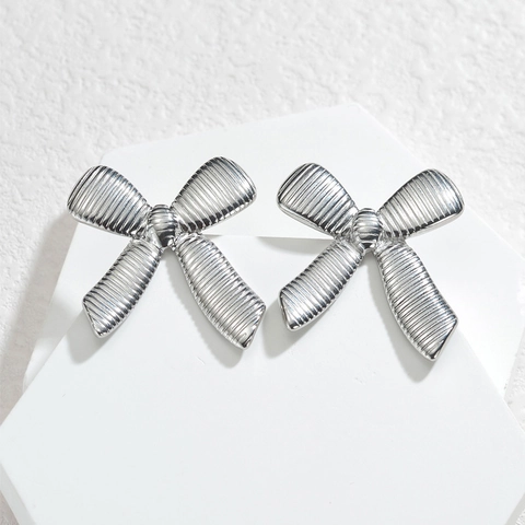 Minimalist Stainless Steel Stud Earrings Bow Knot Heart Sunburst Flower Designs Gold Silver Fashion Women Jewelry