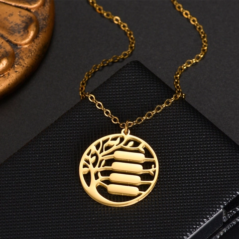 Collana con Pendente Albero della Vita in Acciaio Inossidabile Placcato Oro Design Rotondo Cavo Gioielli Albero della Fortuna Donna