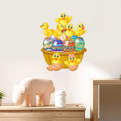 Easter Cartoon Chick Broken Shell Egg Wall Stickers DIY PVC Self Adhesive Decal For Kids Room Kindergarten Home Decoration