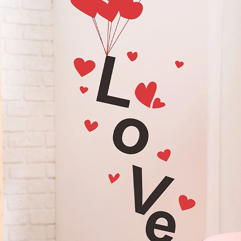 LOVE Herz Ballon Wandtattoo PVC Abnehmbarer Aufkleber Für Hochzeitszimmer Wohnzimmer Schlafzimmer Moderne Romantische Hausdeko