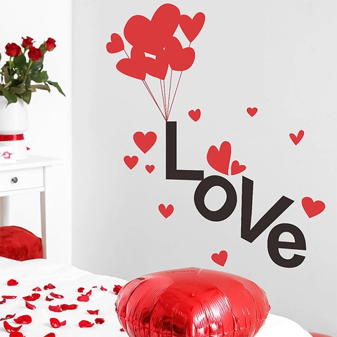 LOVE Herz Ballon Wandtattoo PVC Abnehmbarer Aufkleber Für Hochzeitszimmer Wohnzimmer Schlafzimmer Moderne Romantische Hausdeko