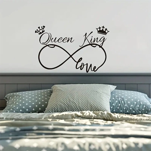 Queen And King Infinity Love Wall Stickers For Bedroom Living Room Decor Black Artistic Crown Removable Self Adhesive PVC Wall Decals